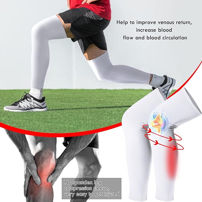 Skylety Leg Sleeves Compression Long Knee Sleeve UV Protect for Men Women Sport Basketball Football