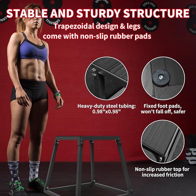 Hipicute Plyo Box Jump Platforms, 12/18/24/30 Inch Single and Set Plyometric Jumping Box for Men and Women for Home Gym