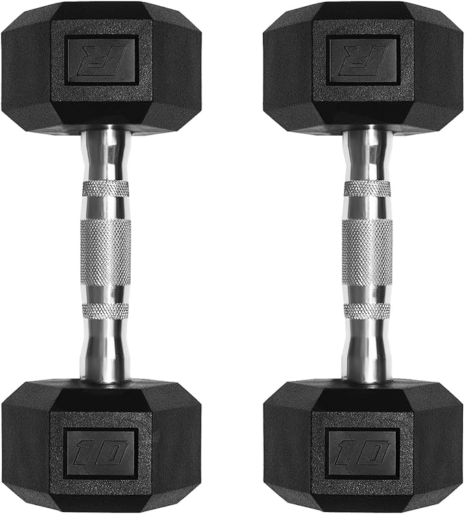Ritfit 5-650 LBS PVC Encased Hex Dumbbell Sets with Optional Rack for Home Gym, Hand weight with Chrome Handle for Strength Training,Workouts