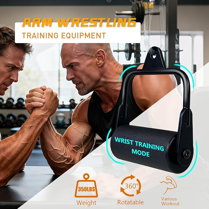 Arm Wrestling Handles, Thick Armwresting Training Equipment LAT Pulldown Attachments D Handle, V Bar Cable Machine Attachments, Gym Handles for Forearm, Wrist Strength Training