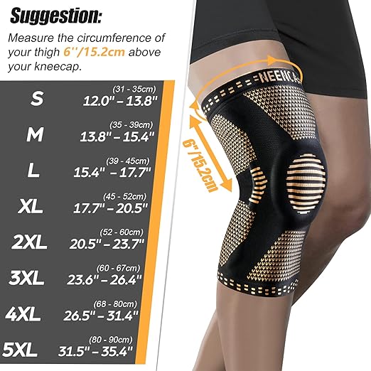 NEENCA Copper Knee Brace for Knee Pain, Knee Support with Patella Pad & Side Stabilizers, Compression Knee Sleeve for Sport, Workout, Arthritis, ACL, Joint Pain Relief, Meniscus Tear
