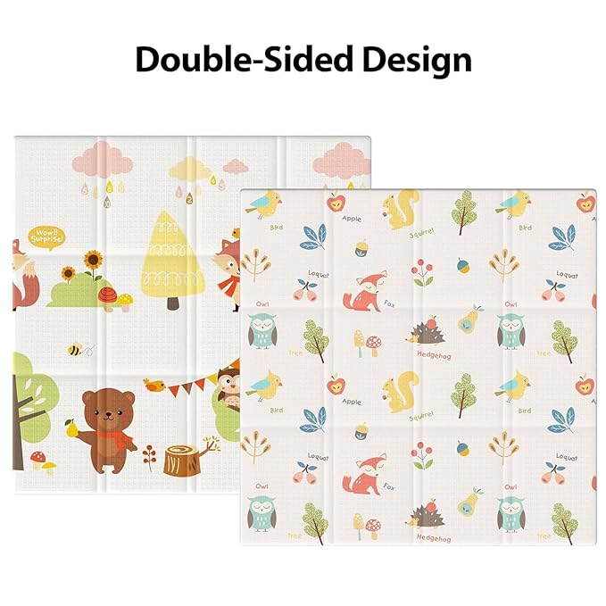XVISHX Baby Play Mat, 50 x 50 Inch Play Mat Perfect for Use Baby Playpen, Foldable Baby Foam Playmat for Floor, Portable Waterproof Activity PlayMats for Babies, Infants and Toddlers