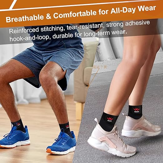Vinaco Ankle Brace, 2 Pack Breathable & Strong Ankle Brace for Sprained Ankle, Stabilize Ligaments, Prevent Re-Injury, Ankle Braces for men & women with Adjustable Wrap, ankle support for men