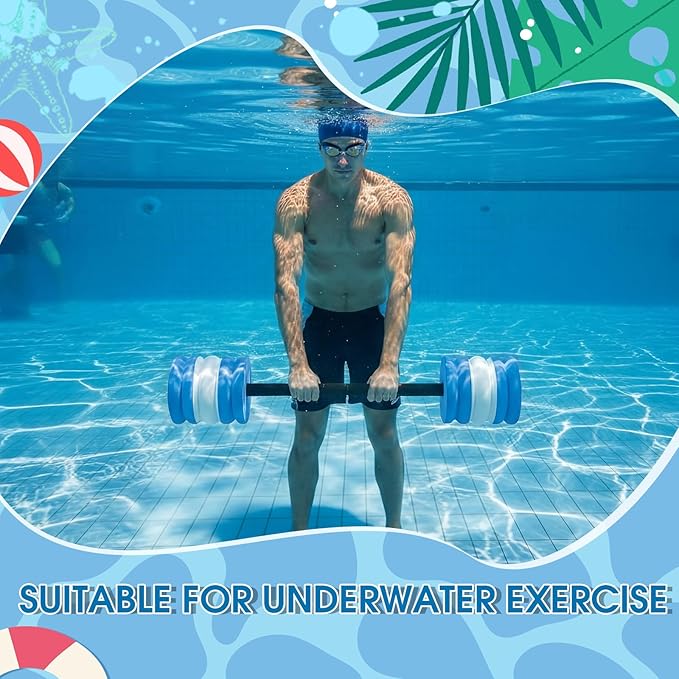 Soulchen 3 Pcs Long Aquatic Exercise Dumbbells Swim Barbells 25'' 29'' 33'' Foam Water Weight Dumbbell Pool Barbells with High Density EVA Foam for Swim Water Aerobics Fitness Loss