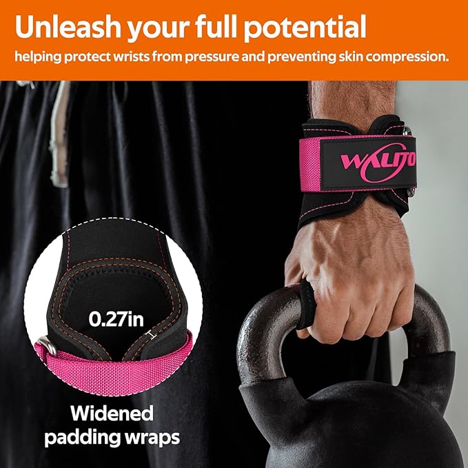 Weight Lifting Wrist Strap，Double Layer Leather Wrist Wraps with Neoprene Padding for Weightlifting & Deadlifts – Adjustable Gym Straps for Men & Women