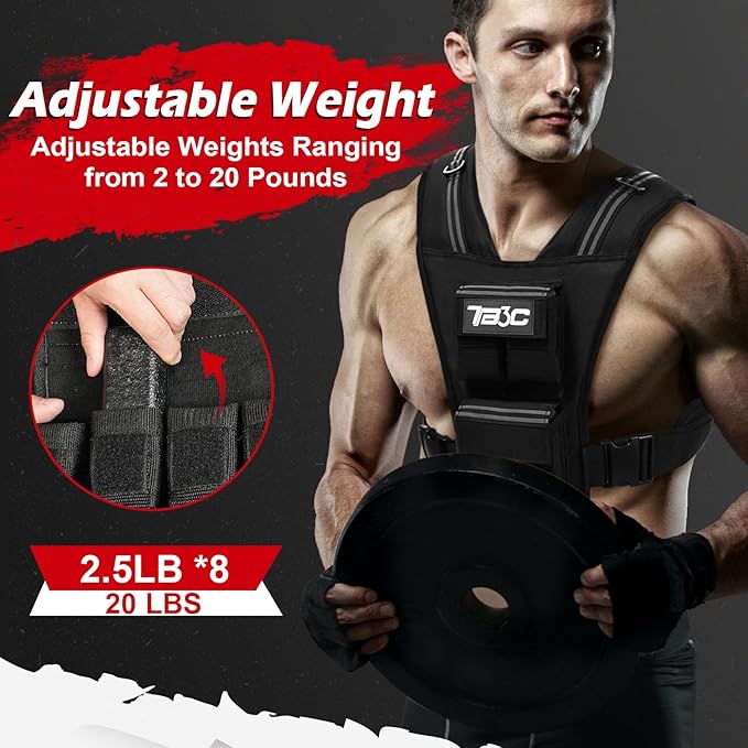 Adjustable Weighted Vest Men and Women 19lbs/ 30lbs/ 40lbs Weights with Reflective Stripe, Weight Vest Woman Workout Vest for Strength Training,Running & Walking