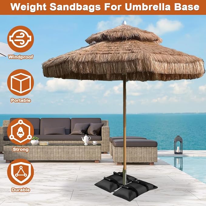 Abnaok Umbrella Base Weight Fillable Sandbags, 2PCS Sandbags for Weigh, Sandbag Weights for Patio Umbrella for Outdoor Garden (Without Sand) (132lbs(2 x 66lbs))