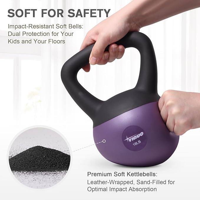 YIGUO Soft Kettlebell, Kettlebells Cushioned Impact-Resistant Base and Anti-Slip Grip, Strength Training Kettle Bell for Women and Men, Home Workout