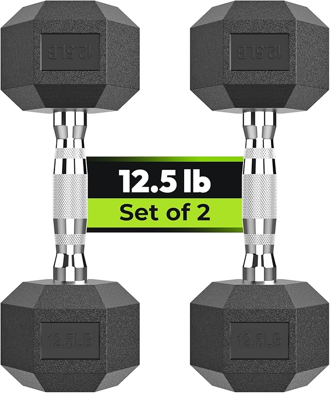Hex Dumbbell Set, 2.5-65 lb Rubber Encased Exercise & Fitness Dumbbells, Weights Dumbbells Set of 2, Hand Weight for Strength Training