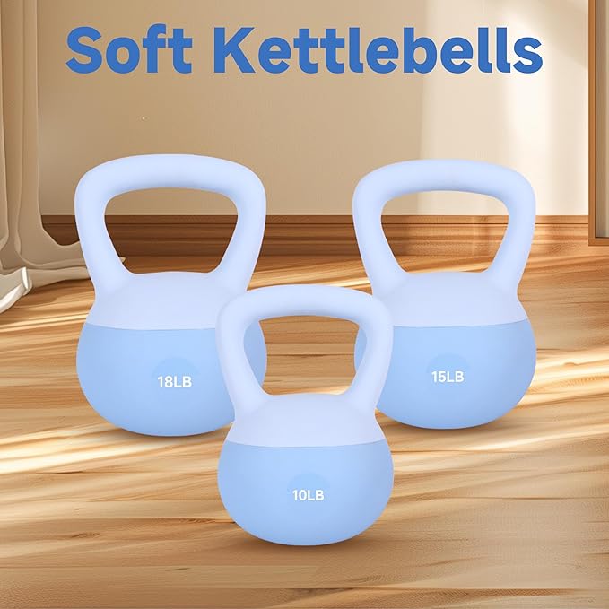 Leikefitness Soft Kettlebells,Sand Filled Weights for Women and Men,Color Coded Anti Slip Soft Kettlebells,Home workout