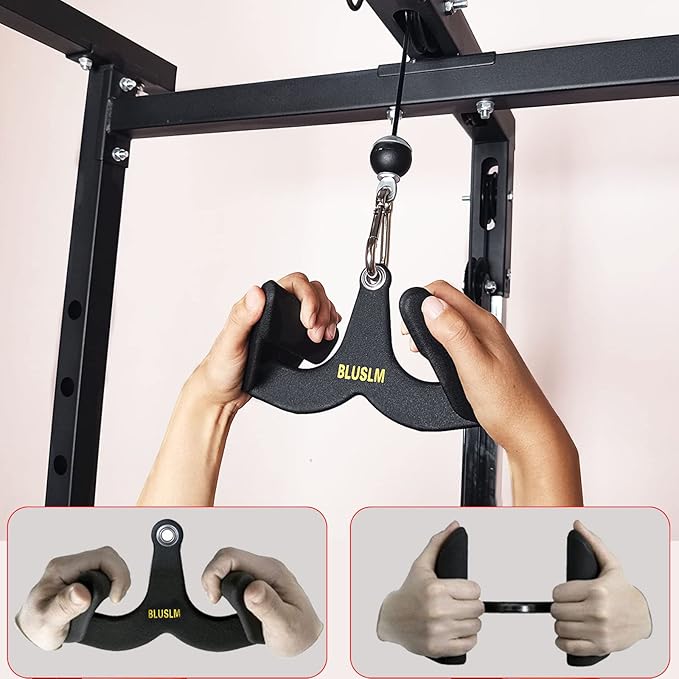 LAT Pull Down Bar for Cable Machine, LAT Pulldown Attachments T-bar V-bar Cable Attachment for Gym, Back Tricep Strength Training Handle