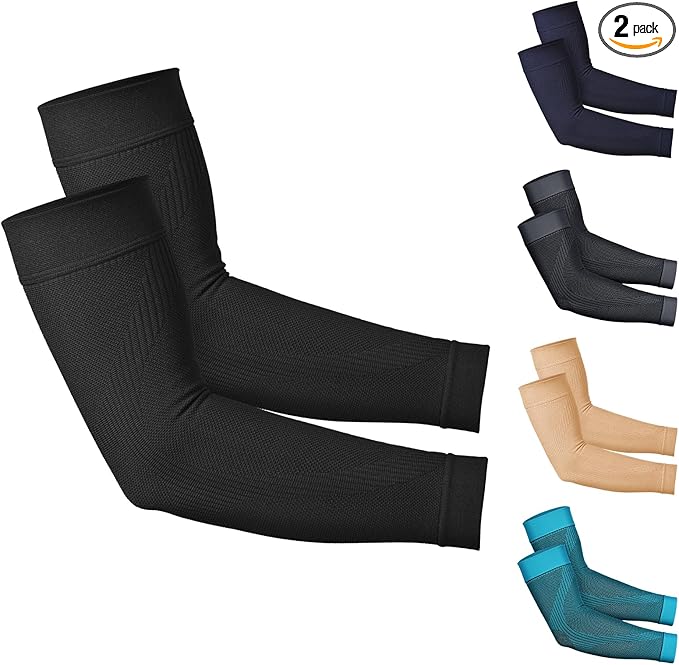 KEKING® Compression Arm Sleeves, Firm 20-30mmHg Graduated Compression Full Arm Support for Recovery, Pain Relief, Tendonitis, Golfers & Tennis Elbow Brace, Workouts Sports - Latex Free Black 3XL