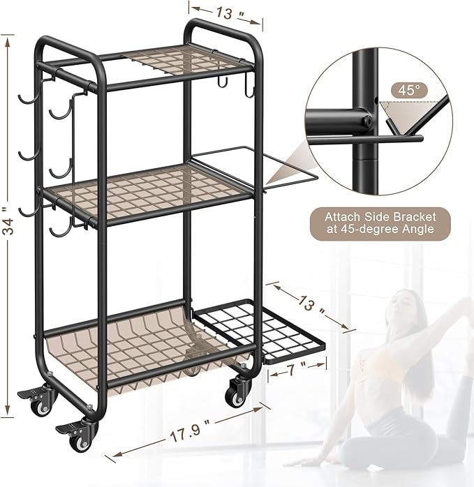 Multi-Functional Home Gym Storage Rack - Yoga Mat Storage Rack, Dumbbell Weight Rack & Workout Equipment Storage with Heavy-Duty Steel Construction for Gym Fitness Organizer
