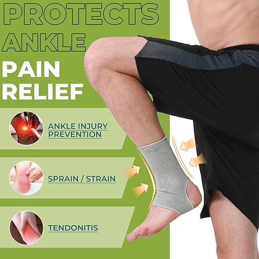 NeoTech Care Ankle Support Sleeve - Open Heel, Light, Elastic & Breathable Knitted Fabric - Medium Compression - For Men, Women, Kids - Right or Left Foot (Gray Color, Size S, 1 Unit)