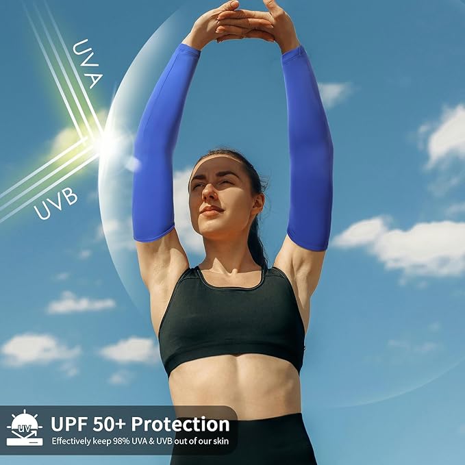 Achiou Cooling Ice Silk Arm Sleeves, Summer UV Sun Protection Compression Sleeves UPF 50+ for Women Volleyball Youth Sports