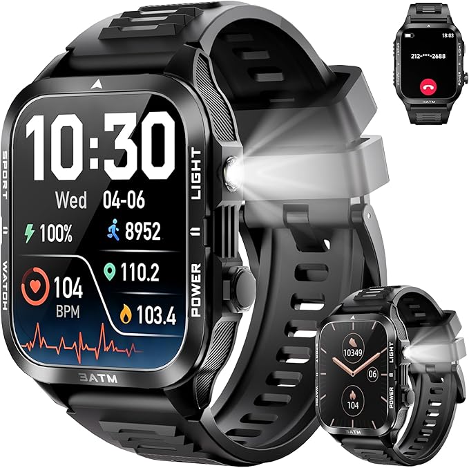 Smart Watch for Men Fitness Tracker - Professional Waterproof Bluetooth Calling Sports Watch, Sleep Monitor, Spo2 & Heart Rate Monitor, Compatible with Android and iOS