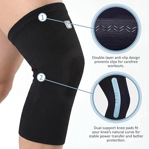 GOOGAH Knee Compression braces 2-Pack - Pain Relief Support for Arthritis, ACL & Meniscus Tears | Breathable Nylon Knee Sleeves for Men & Women | Sizes XXS-2XL