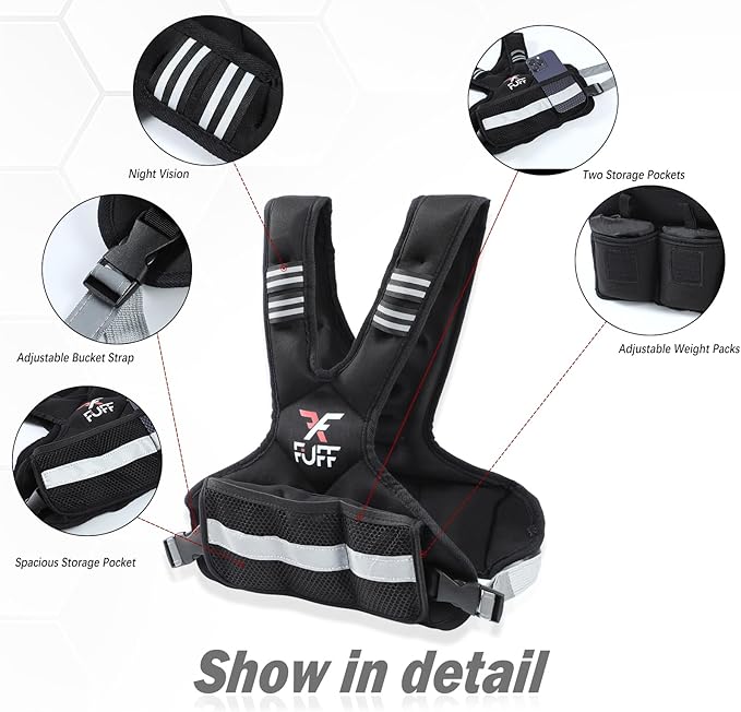 FUFF Weighted Vest Woman, 4-10/11-20/20-32 Lb Adjustable Weight Vest for Women Men, Female Strength Training Body Vest for Walking Exercise Running Workout