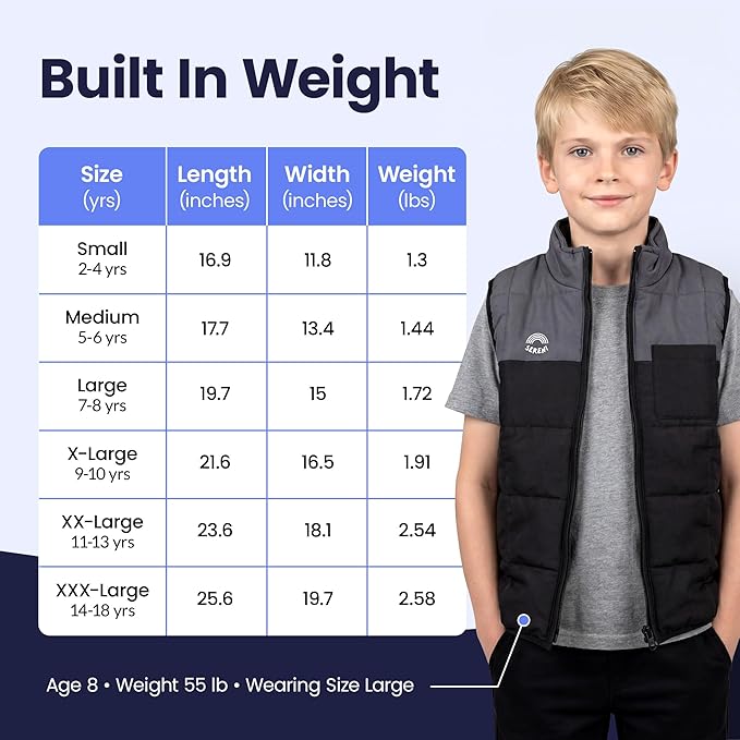 Sereni Weighted Calming Vest for Kids, Therapy Compression Vest, Sensory for Emotional Regulation