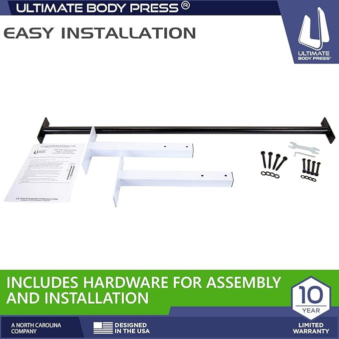 Ceiling Mount Pull Up Bar with 48” Straight Bar and 14” Risers, Fits 16” and 24” Joist by Ultimate Body Press