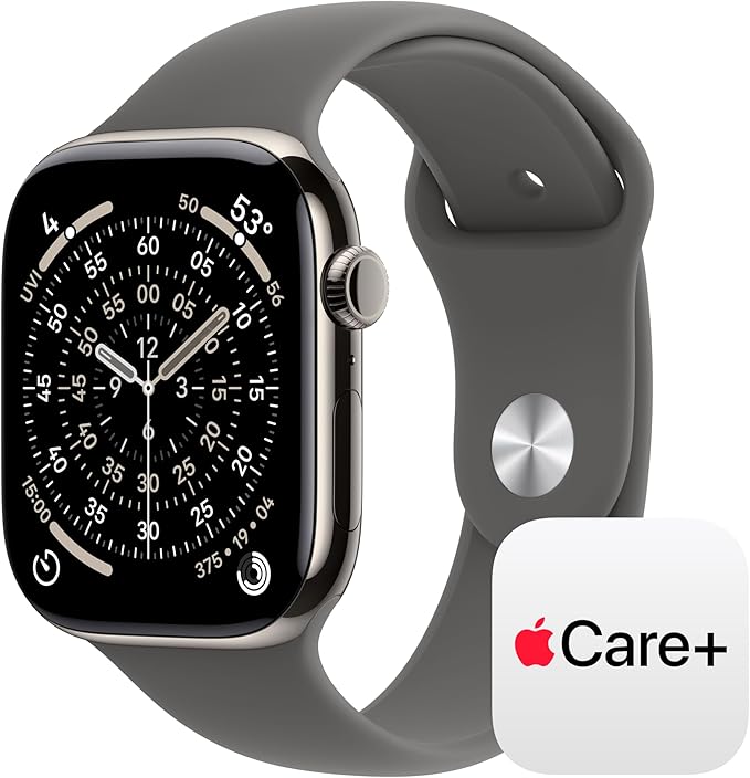 Apple Watch Series 11 [GPS + Cellular 46mm] Smartwatch with Natural Titanium Case with Stone Grey Sport Band - M/L. Sleep Score, Fitness Tracker, Health Monitoring with AppleCare+ (2 Years)