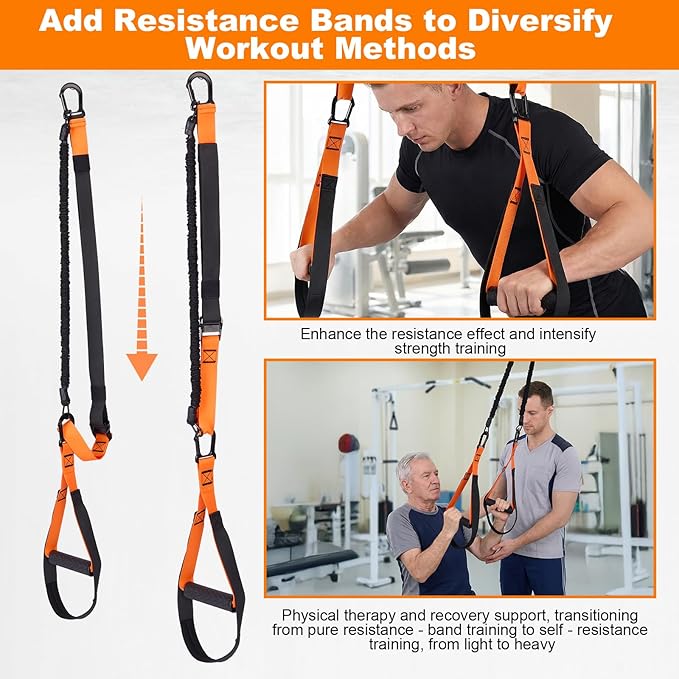 WELSPO Home Resistance Training Kit with 2 Resistance Bands, Exercise Guide & Door Anchor-350lb Capacity Nylon Bodyweight Straps for Full Body Workout, Strength Training & Travel Fitness