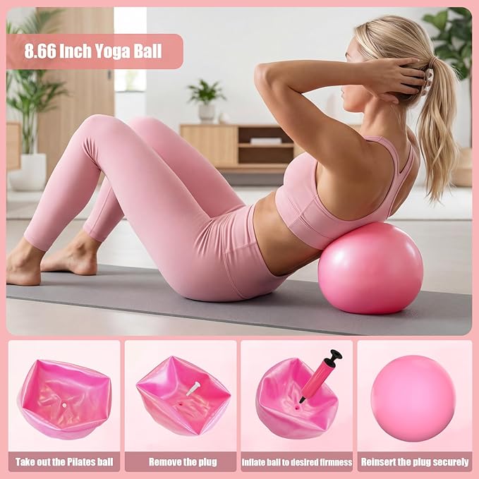16 Pack Pilates Starter Kit for Women, Home Pilates Essentials Equipment Ring and Ball Set, Fabric Booty Bands, Guide, Pilates Workout Kit for Beginners at Gym Studio Travel