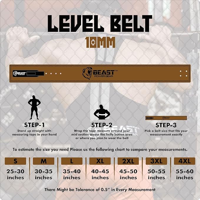 Beast Power Gear Weight Lifting Belt Lever Buckle 10MM 13MM Thick & 4 Inches Free Strap Weightlifting, Powerlifting, Deadlifts, Squats Men Women