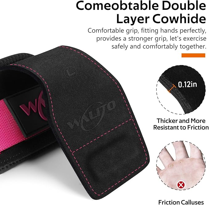 Weight Lifting Wrist Strap，Double Layer Leather Wrist Wraps with Neoprene Padding for Weightlifting & Deadlifts – Adjustable Gym Straps for Men & Women