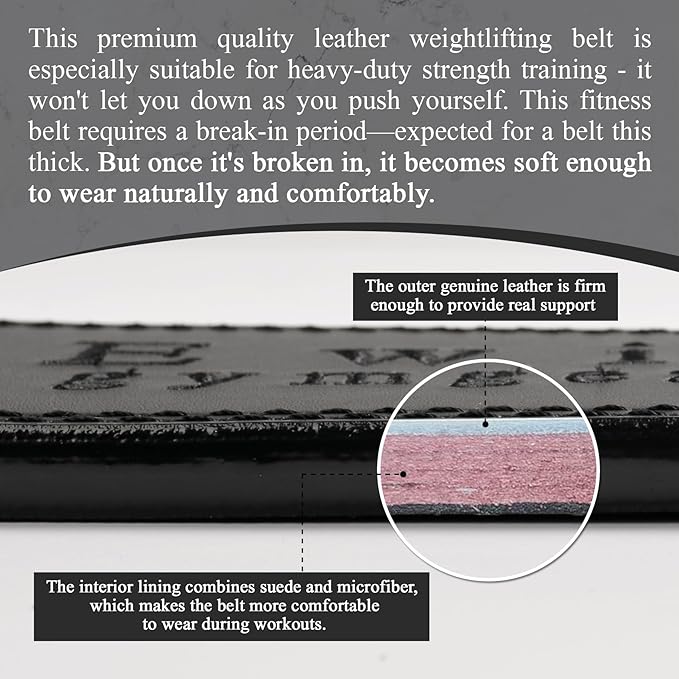 Weight Lifting Belt, 10mm Thick, 4-Inch Wide Heavy Duty Leather Lever Gym Belt, Ideal for Weightlifting, Squats, Deadlifts, Powerlifting, Cross Training and Weight Training