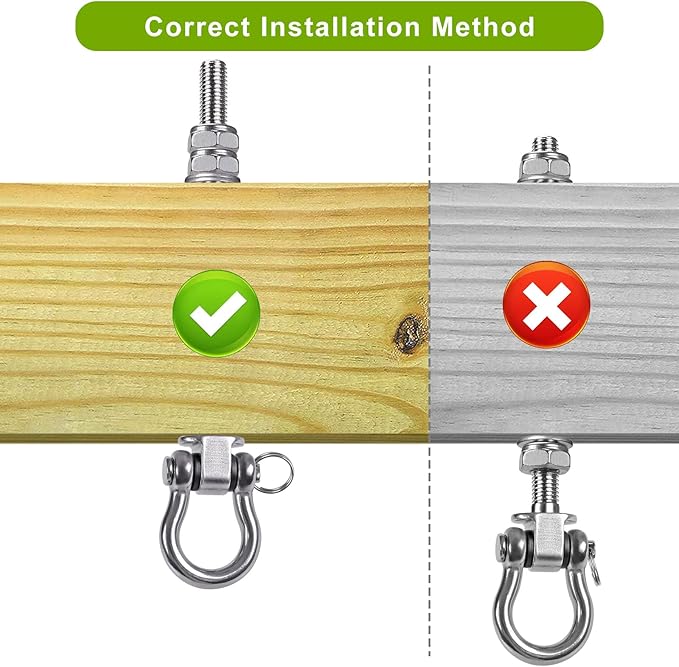 SELEWARE Heavy Duty Bearing Swing Hangers, 6 Pack Stainless Steel Swing Hooks for Wood and Steel Beam, Swing Hardware for Hammock, Yoga Swing, Porch Swing, Heavy Bag, 7" x M2/5", 1500LB Capacity
