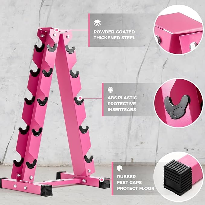 RitFit 250LB/300LB/350LB/550LB/650LB Rubber Hex Dumbbell Sets with Weights Rack, Multiple Color Choices Available, Great Gym Equipment for Home, Strength Training, Workouts