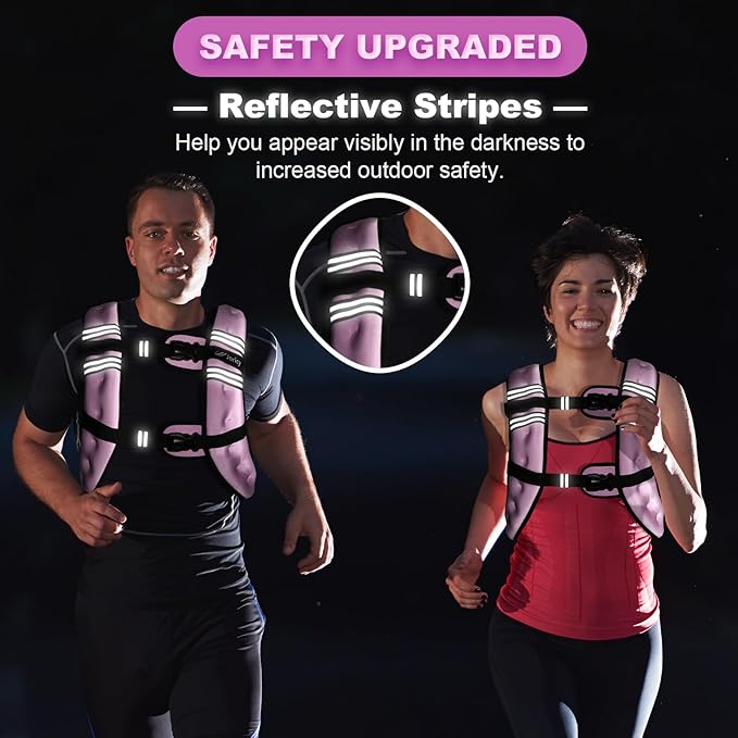 Weighted Vest Woman 5lb/8lb/10lb/12lb/15lb/20lb/25lb/30lb Weight Vest for Women Men, Rucking Vests with Reflective Stripe for Running Workout Walking Strength Training Weight Loss Fitness Weightlifting