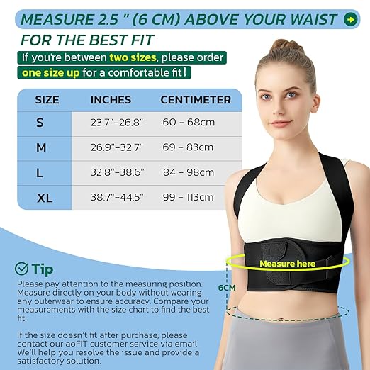 aoFIT Posture Corrector for Women - Lightweight and Breathable Back Brace for Pain Relief, Rounded Shoulders and Hunchback, Compact & Portable with Fashionable Design, Invisible Under Clothes Black XL