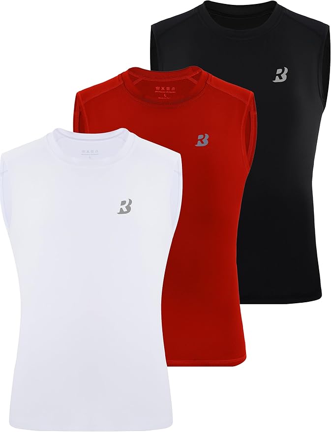Roadbox Boys Youth Sleeveless Compression Shirt, Quick Dry Kids Football Undershirt, Athletic Soft Tank Tops Sport Basketball