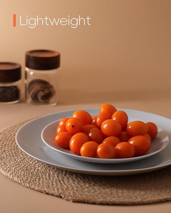 7.5 inch Appetizer Plate Set of 6, Lightweight Opal Glass Round Salad Plates for Dessert Kitchen, Dishwasher and Microwave Safe, Grey