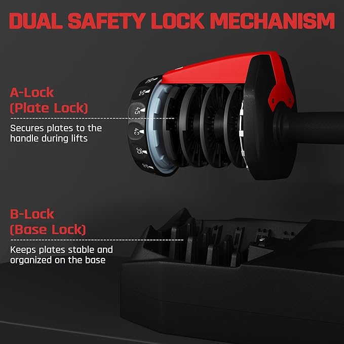 Yaheetech Adjustable Dumbbell Set 28/40/52.5/90LBS Adjustable Dumbbells Fast Adjust Dumbbell Weight Set with Anti-Slip Handle and Tray for Men/Women Home Gym Strength Training Equipment Single/Pair