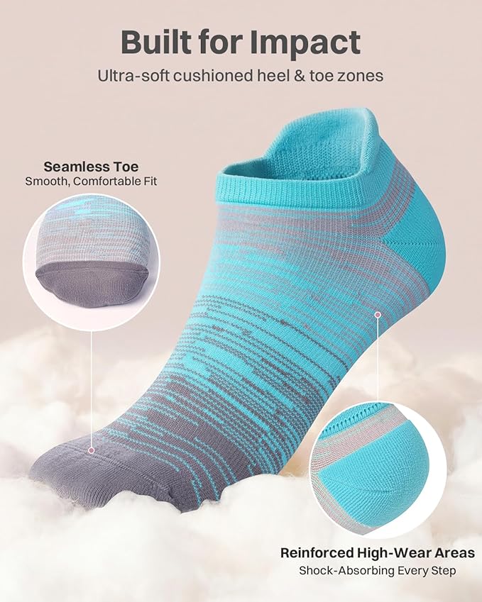 LEVSOX Ankle Compression Socks for Women Men Cushioned Running Support Socks for Plantar Fasciitis Relief 3 Pairs