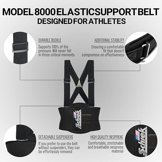 Schiek The Model 8000 Elastic Back Support Belt - Dual Force Adjustable Straps Back Support Belt - Lumbar Support