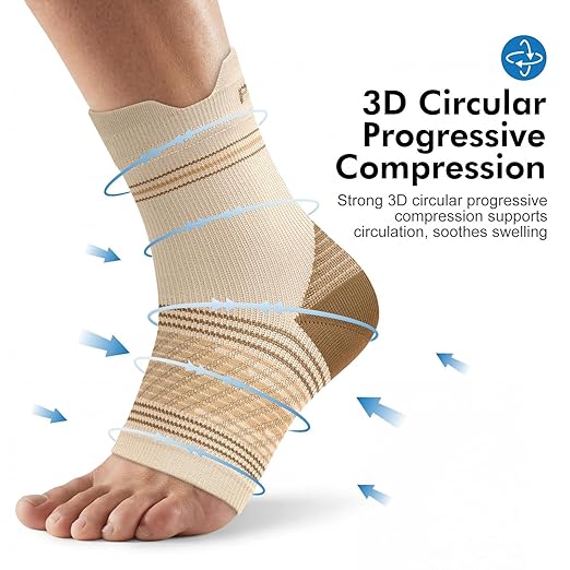 6 Pairs Plantar Fasciitis Socks for Men & Women, Ankle Brace Compression Socks with Arch Support for Achilles Tendonitis, Heel Pain, Swelling & Arthritis Relief, Black, Nude, Navy, Large