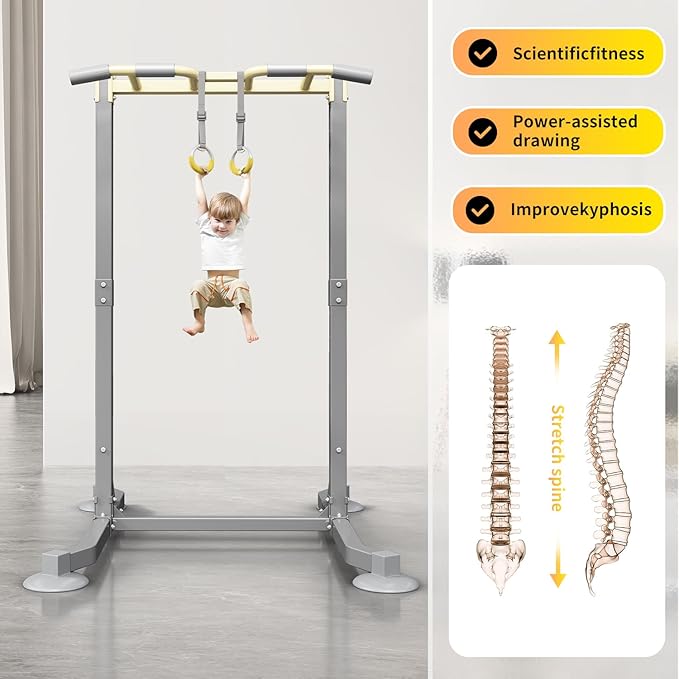 Gymnastic Rings, Both for Adults and Kids, Adjustable Strap Strength Home Exercise Gym Rings for Strength/Physical Training, Indoor Gym Anti -Slip Surface Design Rings