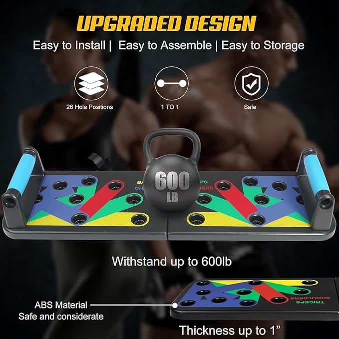 IUT Solid Push Up Board 15 in 1 Home Workout Equipment Multi-Functional Pushup Stands System Fitness Floor Chest Muscle Exercise Professional Equipment Burn Fat