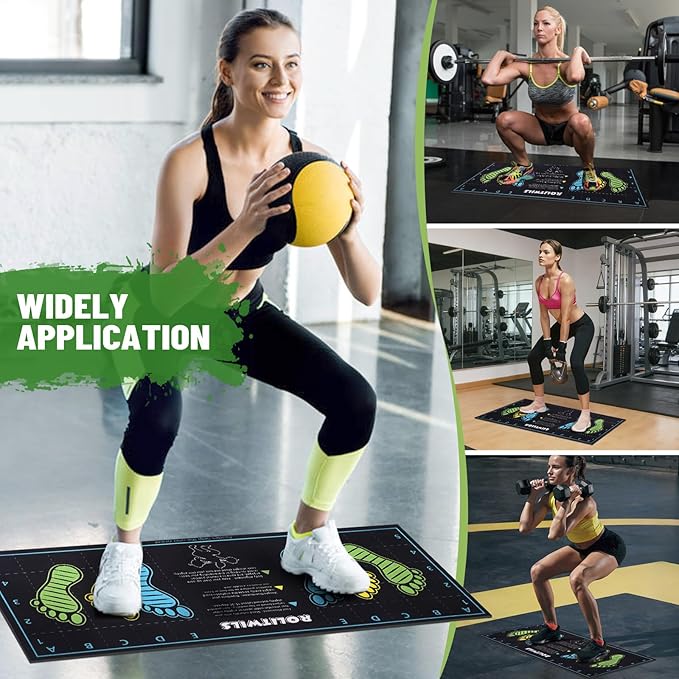 31.5'' X 13.8'' Anti-Slip Squat Mat with Foot Position Guides, Professional-Grade Exercise Mat Perfect for Squats, Leg Training and Lunges, Enhancing Muscle Activation, Versatility and Safety for Home Fitness Enthusiasts