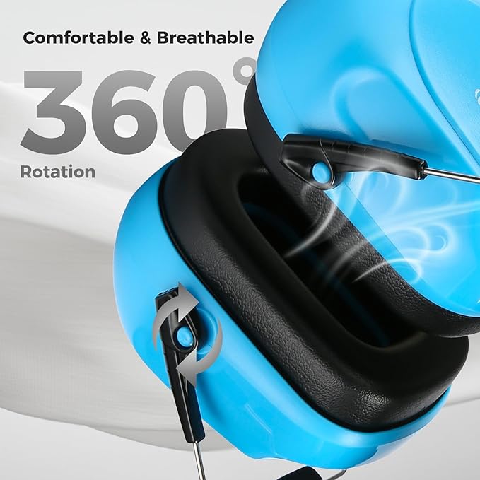 ProCase Noise Reduction Ear Muffs, Sound Proof Ear Protection, NRR 28dB Noise Cancelling Headphones for Adults Kids Autism, Hearing Protection for Shooting Gun Range Mowing -Pure Blue
