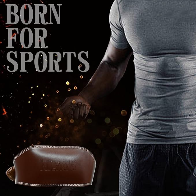 Leather Weight lifting Belt for Men - 6 Inch Padded Lumbar Back Support Belts, Workout Waist Brace for Weightlifting Powerlifting Deadlifts Squat Strength Training Fitness