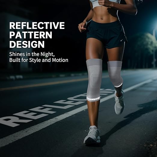 CAMBIVO Knee Brace for Women and Men (2 Pack), Ultra-Thin Lightweight Knee Compression Sleeve (Gray, X-Large)