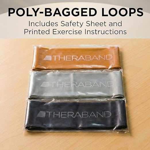 THERABAND Resistance Band Loop Set, 12" Workout Bands for Strength Training, Stretching & Physical Therapy, Set of 3 Color-Coded Exercise Bands with Varying Resistance Levels, Portable & Durable