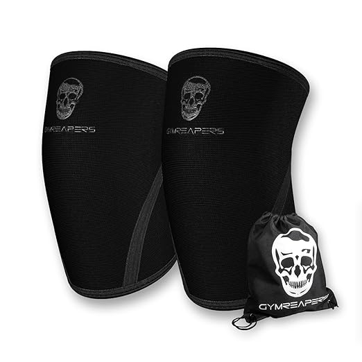 Gymreapers Knee Sleeves (1 Pair) with Gym Bag - IPF Approved - Support Compression Brace for Squats, Fitness, Weightlifting, Cross Training, Powerlifting - 7MM Neoprene Sleeves - For Men & Women (Black/Black, XX-Large)