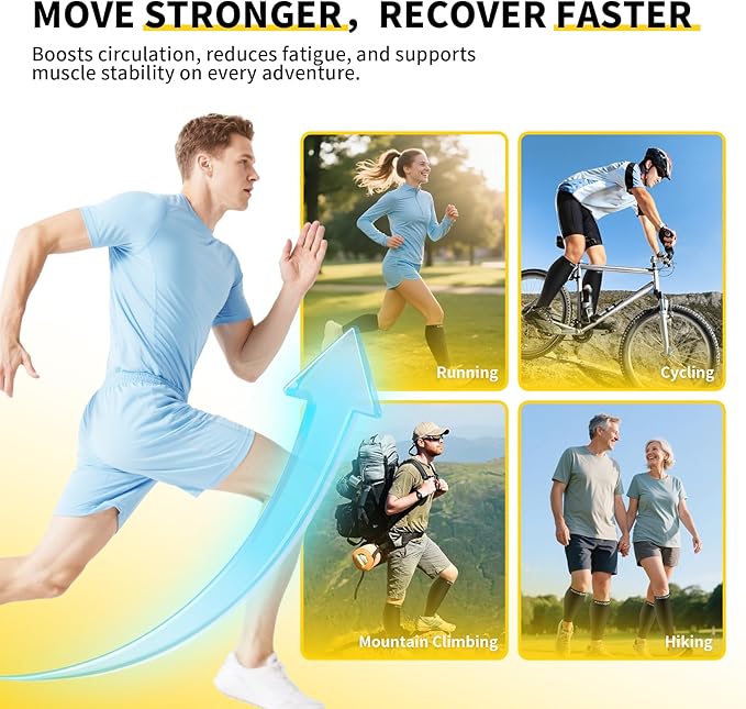 CAMBIVO 3-Pair Calf Compression Sleeves for Men & Women – Footless Socks for Shin Splints & Leg Pain Relief, 1 Pair Available