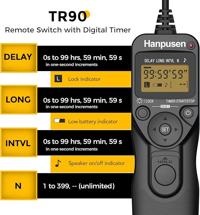 Camera Wired Timer Shutter Release, Camera Intervalometer Shutter Release Cords Compatible with Nikon Df, Z7, Z7 II, Z6, Z6 II, Z5, D750, D780, D5300, COOLPIX P950; Replaces Nikon MC-DC2